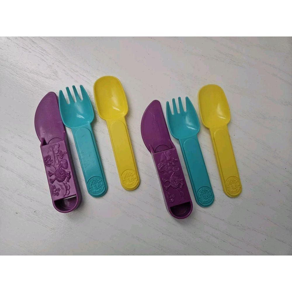 Vintage 1989 McDonalds Camp McDonald Land Fork Knife‎ Spoon Set 3 Pc